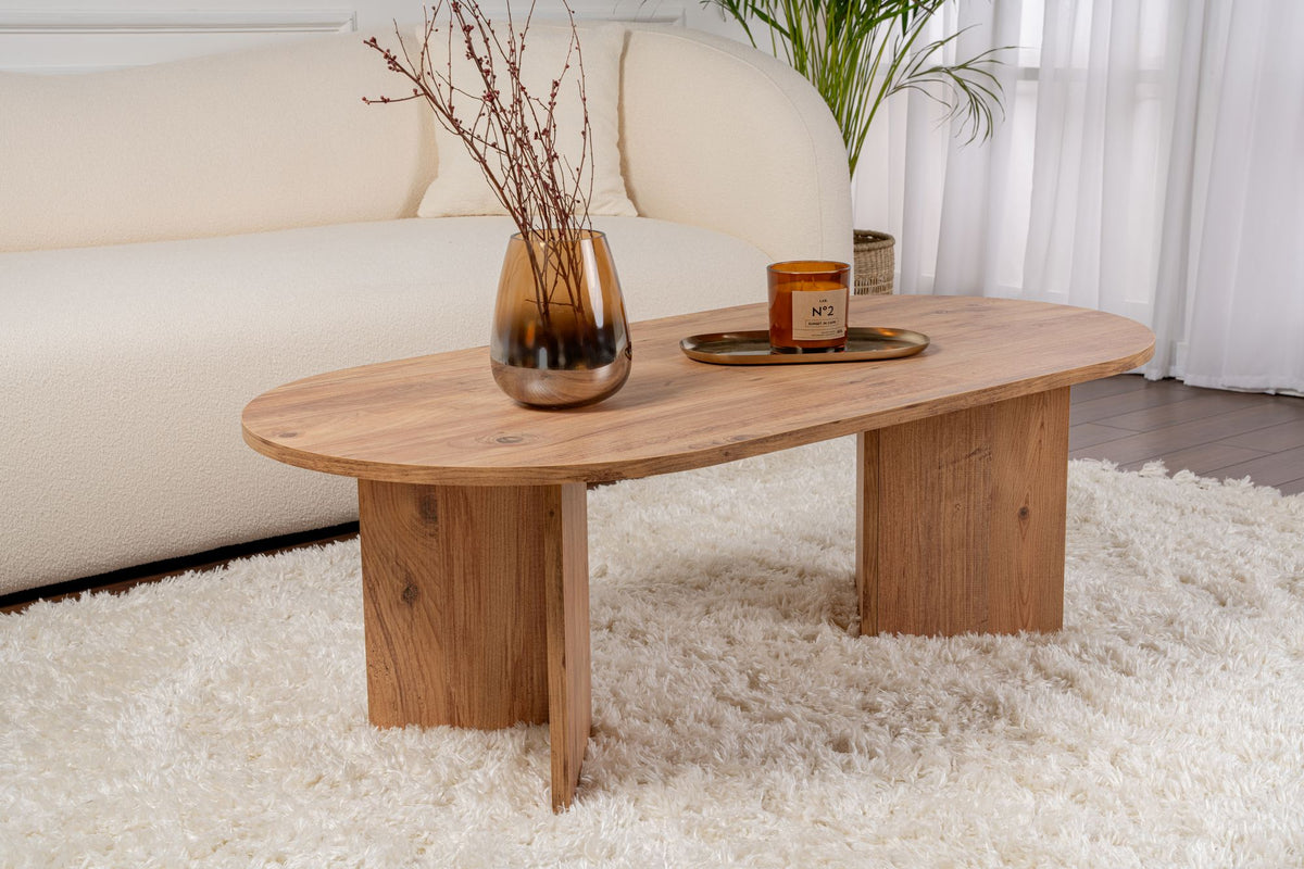 Halvra 119cm Oval Coffee Table with Floor-Protecting Legs — Rustic Oak Effect, image 5
