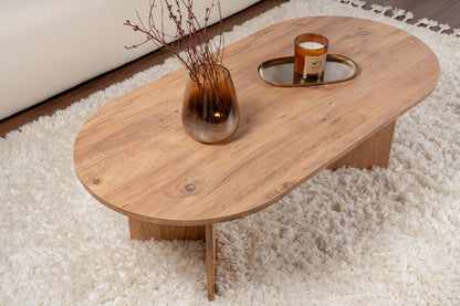 Halvra 119cm Oval Coffee Table with Floor-Protecting Legs — Rustic Oak Effect, image 6