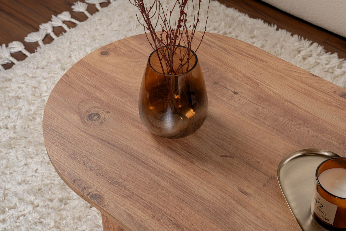 Halvra 119cm Oval Coffee Table with Floor-Protecting Legs — Rustic Oak Effect, image 7