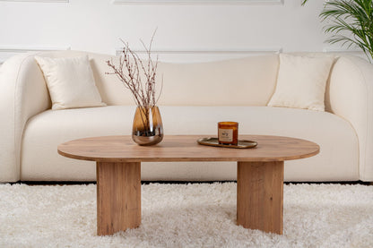 Halvra 119cm Oval Coffee Table with Floor-Protecting Legs — Rustic Oak Effect, image 2