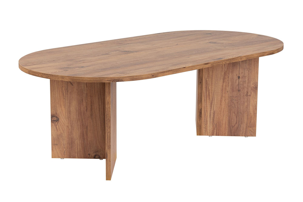 Halvra 119cm Oval Coffee Table with Floor-Protecting Legs — Rustic Oak Effect, image 3