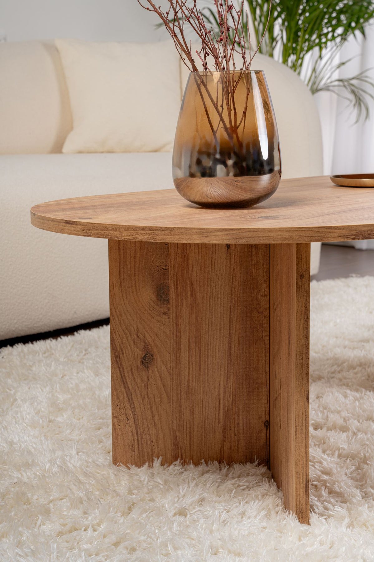 Halvra 119cm Oval Coffee Table with Floor-Protecting Legs — Rustic Oak Effect, image 4