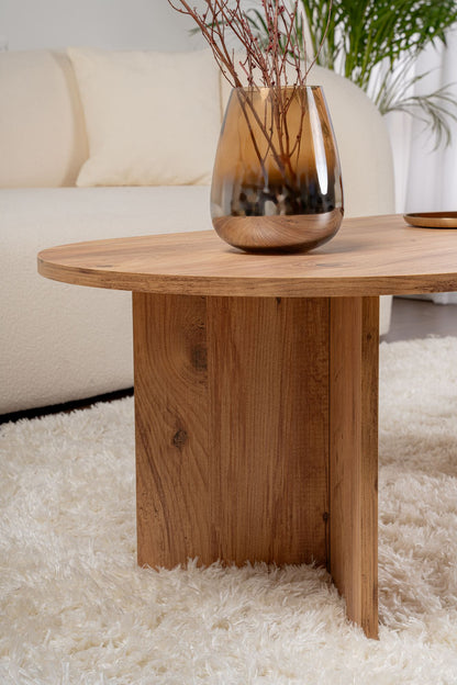 Halvra 119cm Oval Coffee Table with Floor-Protecting Legs — Rustic Oak Effect, image 4
