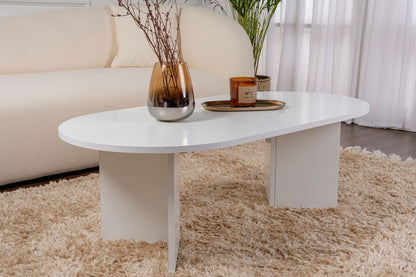 Halvra 119cm Oval Coffee Table with Floor-Protecting Legs — White, image 5