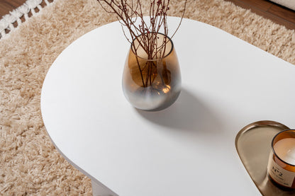 Halvra 119cm Oval Coffee Table with Floor-Protecting Legs — White, image 7