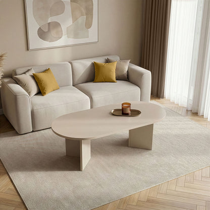 Halvra 119cm Oval Coffee Table with Floor-Protecting Legs — Mink Beige, image 6
