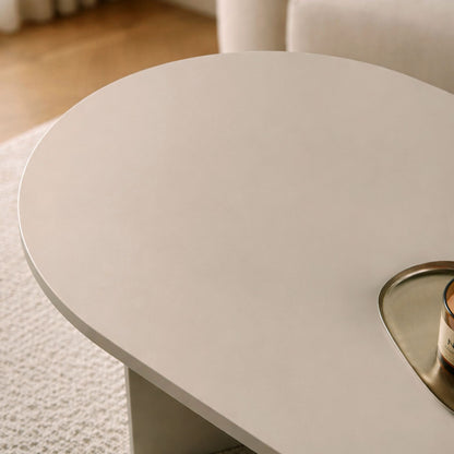 Halvra 119cm Oval Coffee Table with Floor-Protecting Legs — Mink Beige, image 7