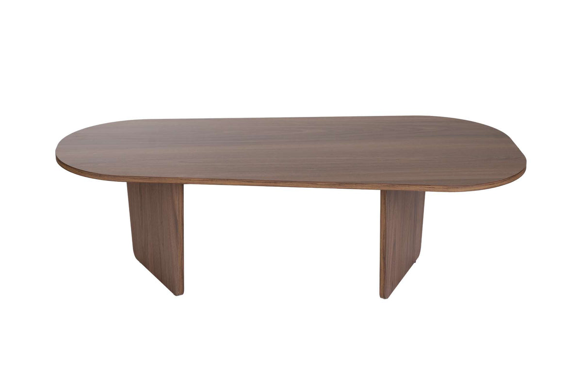 Ostrel 130cm Large Oval Coffee Table with Panel Legs — Natural Walnut Effect