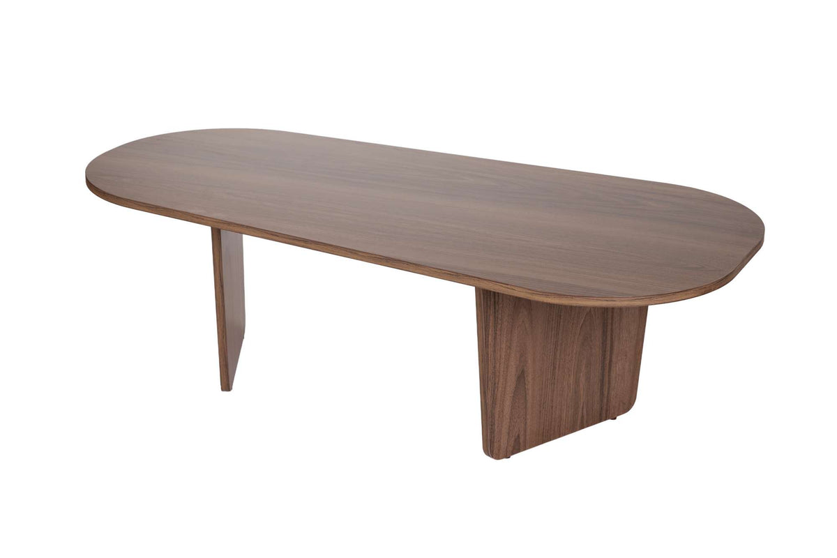 Ostrel 130cm Large Oval Coffee Table with Panel Legs — Natural Walnut Effect