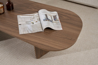 Ostrel 130cm Large Oval Coffee Table with Panel Legs — Natural Walnut Effect