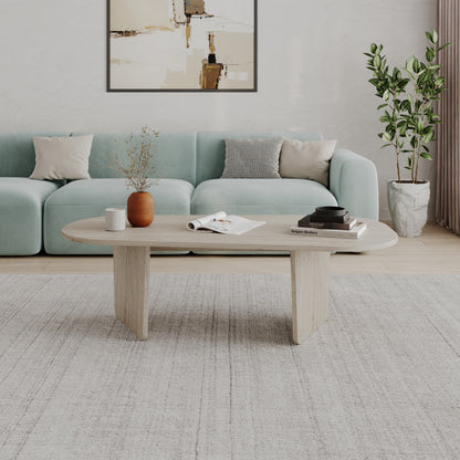 Ostrel 130cm Large Oval Coffee Table with Panel Legs — Travertine