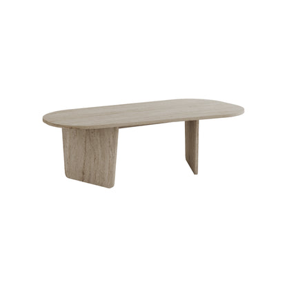Ostrel 130cm Large Oval Coffee Table with Panel Legs — Travertine