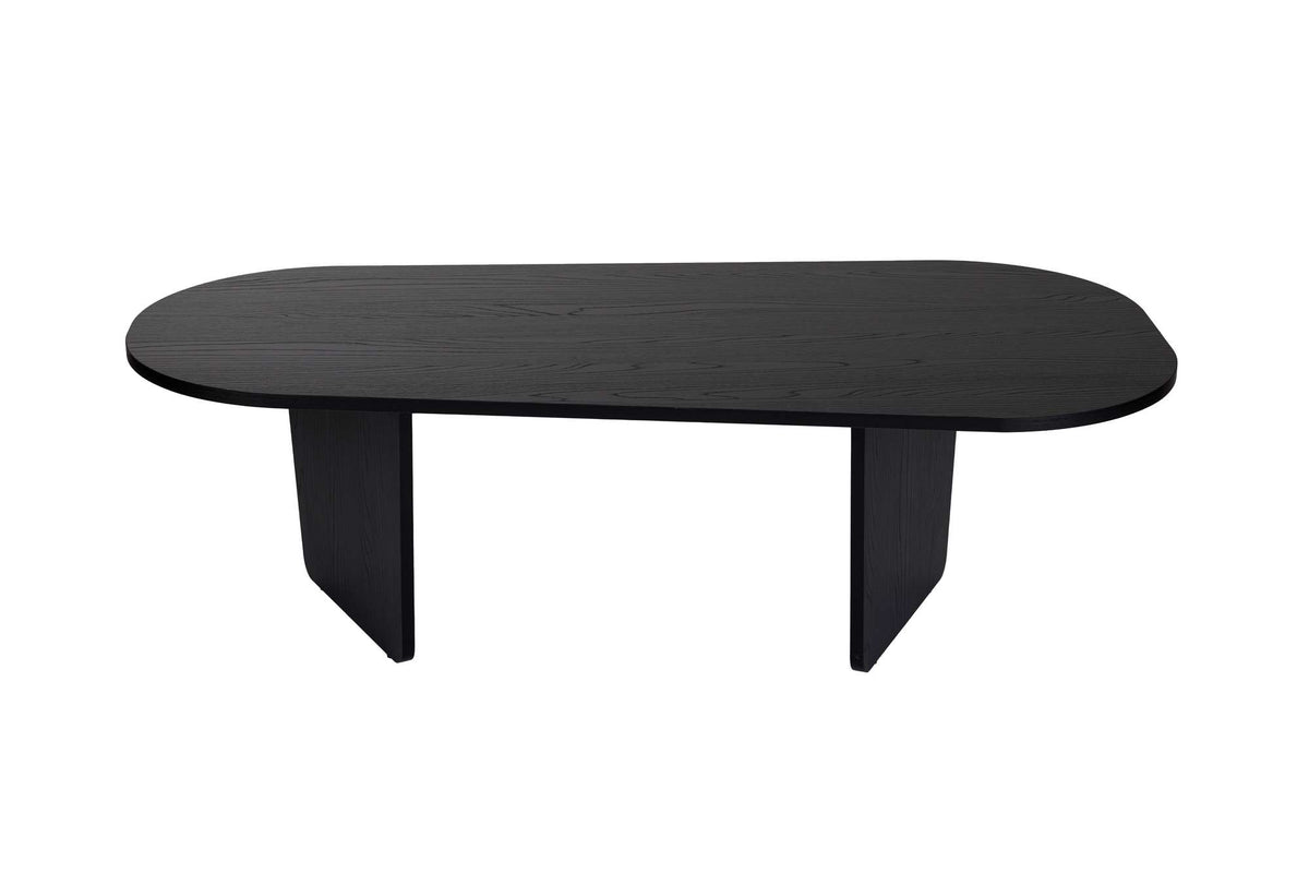 Ostrel 130cm Large Oval Coffee Table with Panel Legs — Black Wood