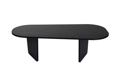 Ostrel 130cm Large Oval Coffee Table with Panel Legs — Black Wood