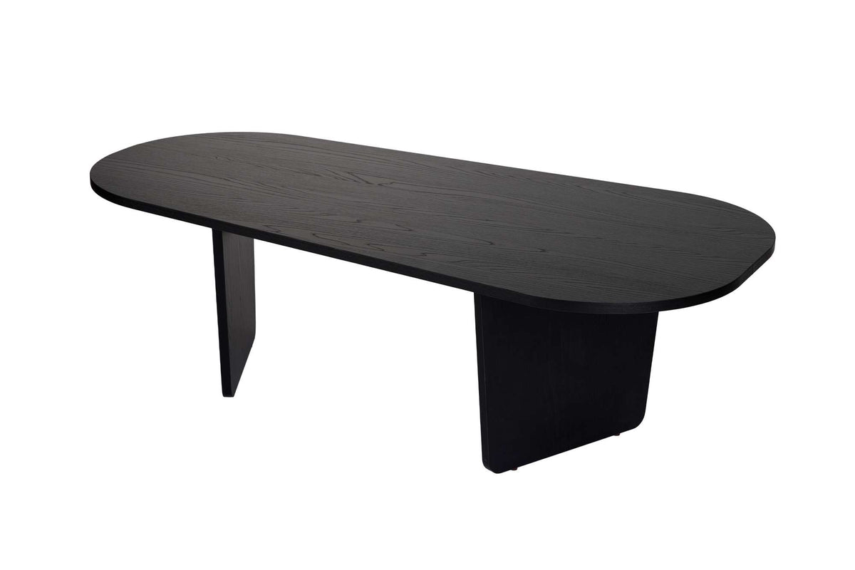 Ostrel 130cm Large Oval Coffee Table with Panel Legs — Black Wood