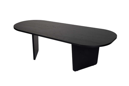 Ostrel 130cm Large Oval Coffee Table with Panel Legs — Black Wood