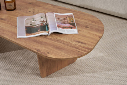 Ostrel 130cm Large Oval Coffee Table with Panel Legs — Rustic Oak Effect