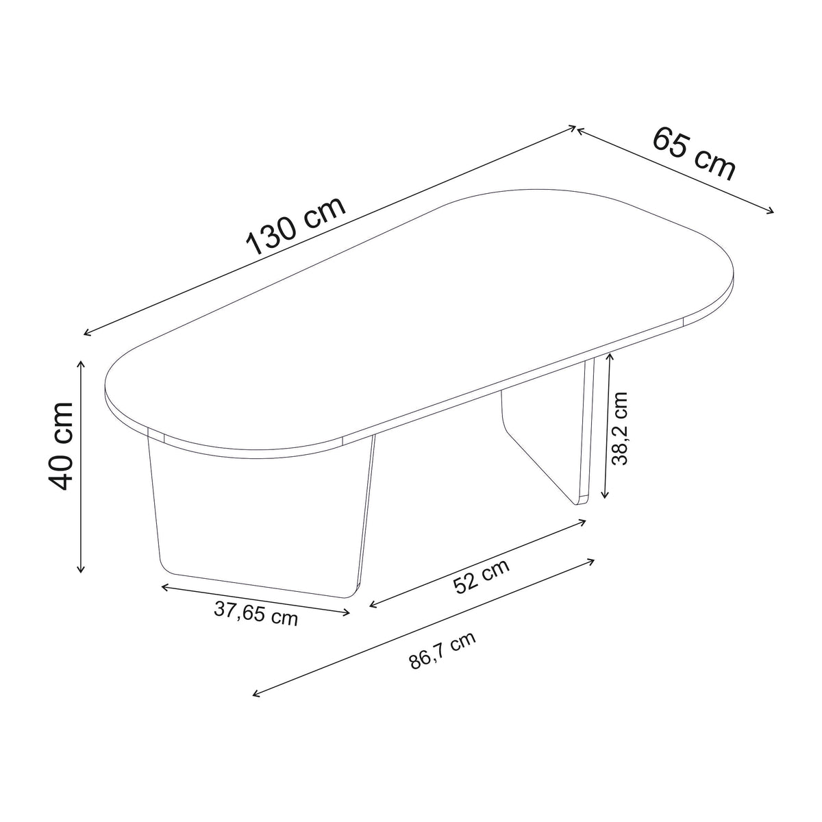 Ostrel 130cm Large Oval Coffee Table with Panel Legs — Natural Walnut Effect