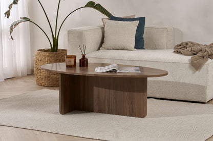 Pendro 120cm Oval Coffee Table with 30kg Load Capacity — Natural Walnut Effect