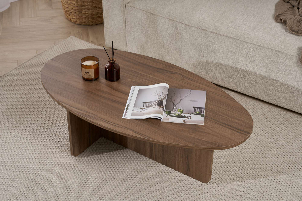 Pendro 120cm Oval Coffee Table with 30kg Load Capacity — Natural Walnut Effect