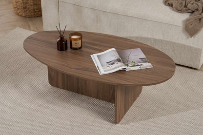 Pendro 120cm Oval Coffee Table with 30kg Load Capacity — Natural Walnut Effect