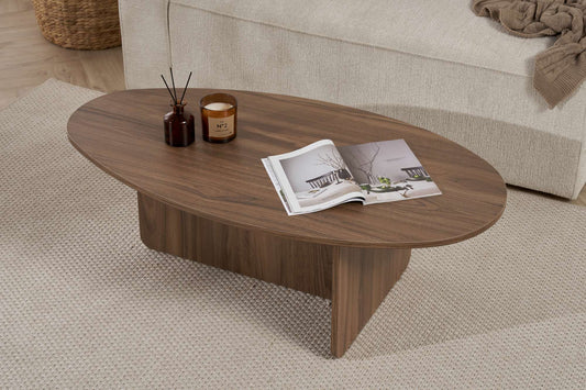 Pendro 120cm Oval Coffee Table with 30kg Load Capacity — Natural Walnut Effect