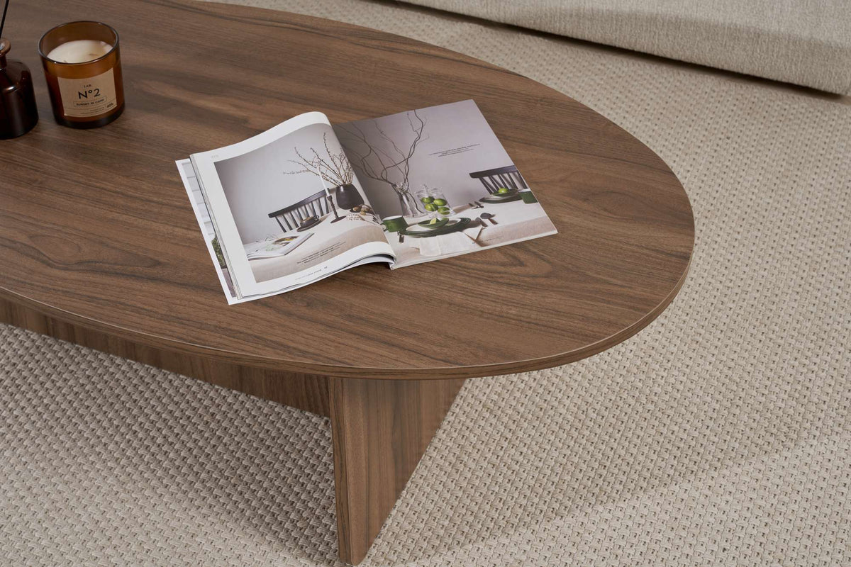 Pendro 120cm Oval Coffee Table with 30kg Load Capacity — Natural Walnut Effect