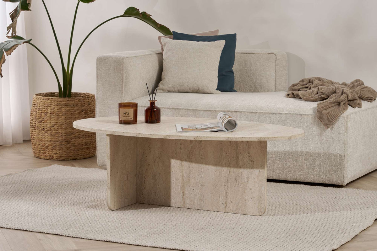 Pendro 120cm Oval Coffee Table with 30kg Load Capacity — Travertine