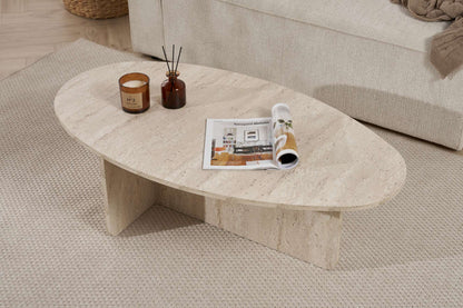 Pendro 120cm Oval Coffee Table with 30kg Load Capacity — Travertine