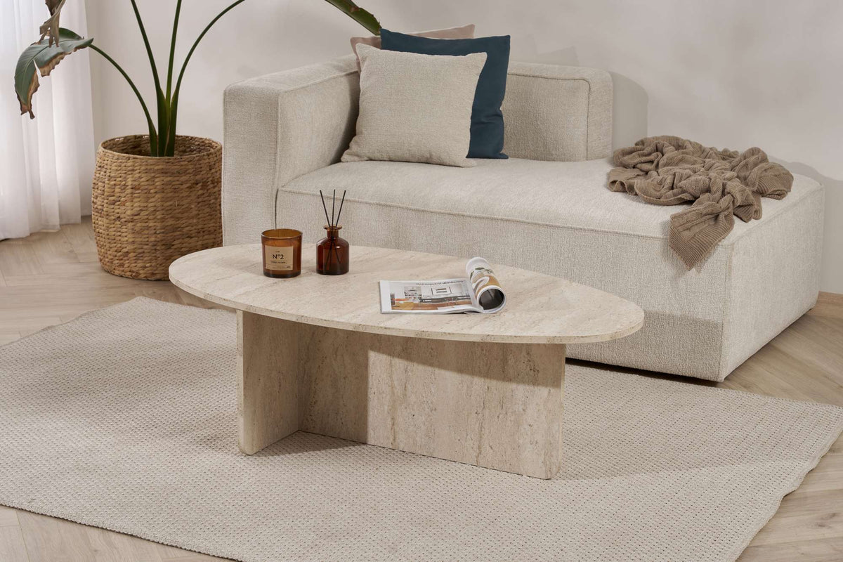 Pendro 120cm Oval Coffee Table with 30kg Load Capacity — Travertine
