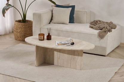 Pendro 120cm Oval Coffee Table with 30kg Load Capacity — Travertine