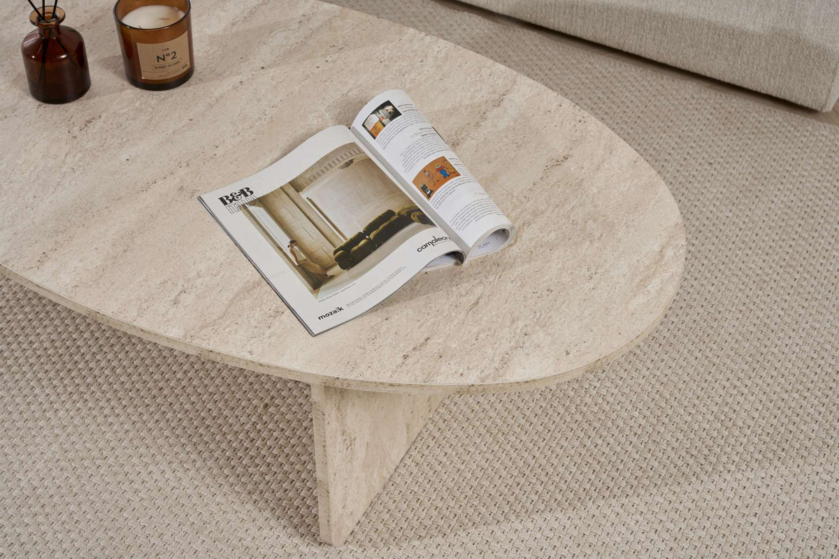 Pendro 120cm Oval Coffee Table with 30kg Load Capacity — Travertine