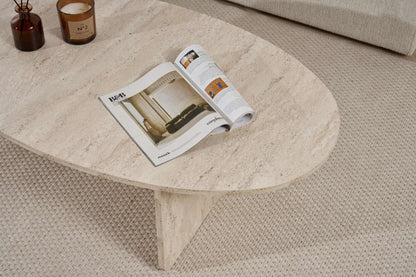 Pendro 120cm Oval Coffee Table with 30kg Load Capacity — Travertine