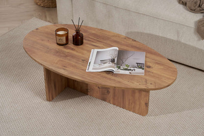 Pendro 120cm Oval Coffee Table with 30kg Load Capacity — Rustic Oak Effect