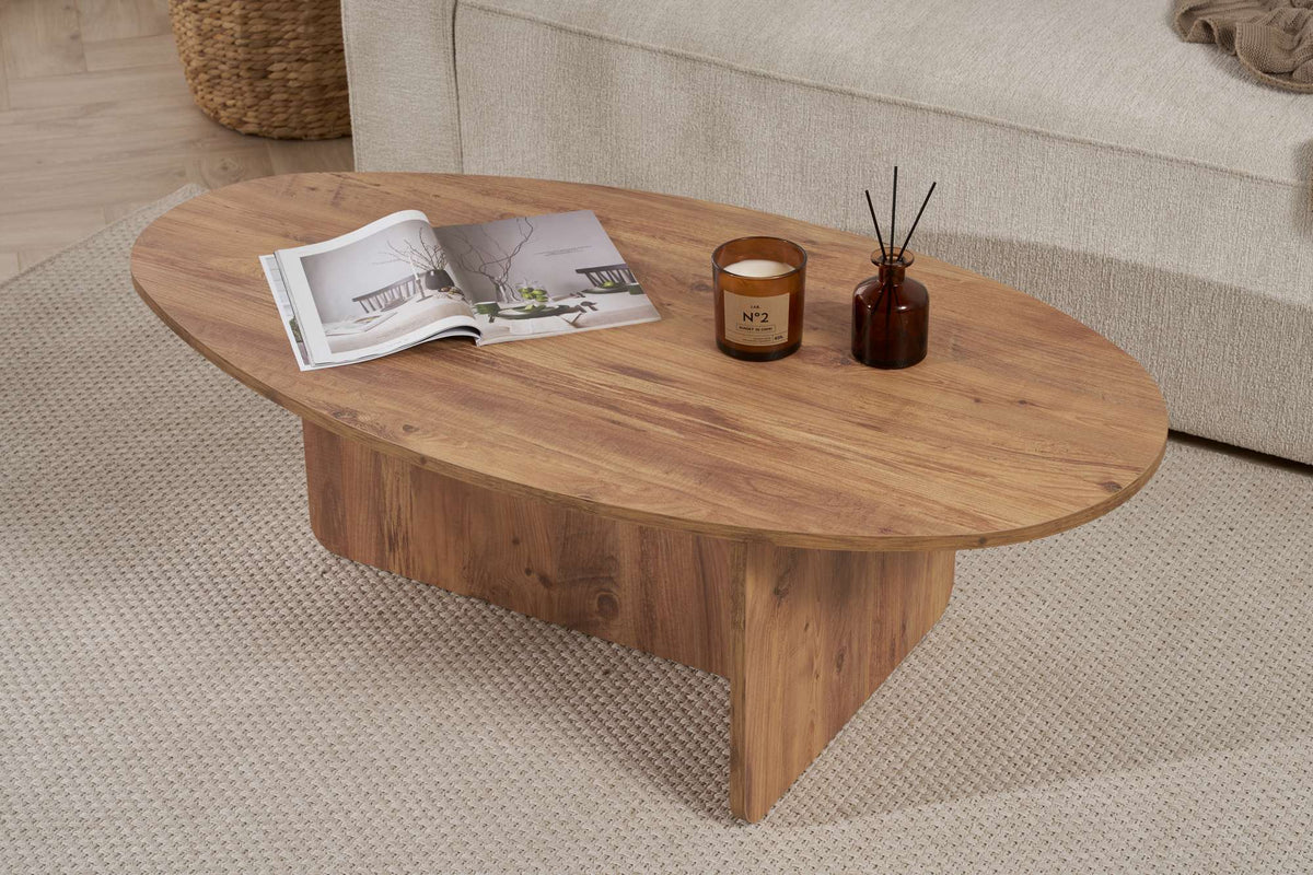 Pendro 120cm Oval Coffee Table with 30kg Load Capacity — Rustic Oak Effect