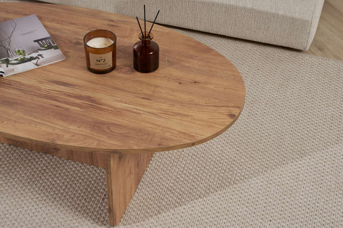 Pendro 120cm Oval Coffee Table with 30kg Load Capacity — Rustic Oak Effect