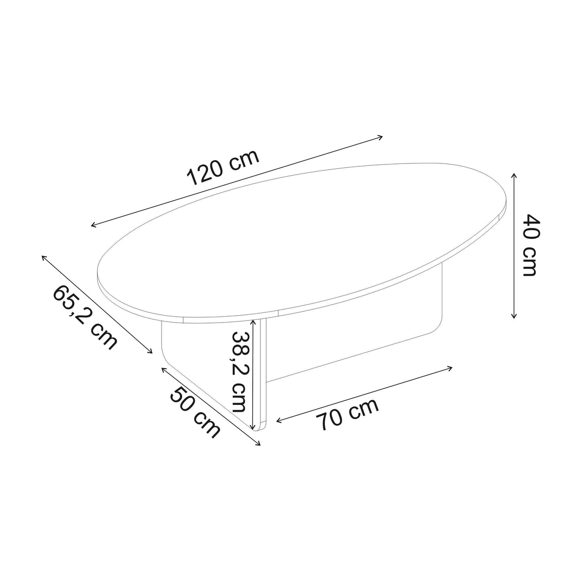 Pendro 120cm Oval Coffee Table with 30kg Load Capacity — Natural Walnut Effect