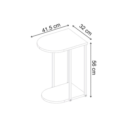 Yrsel 42cm Half-Round Side Table with Lower Shelf — Ash Green