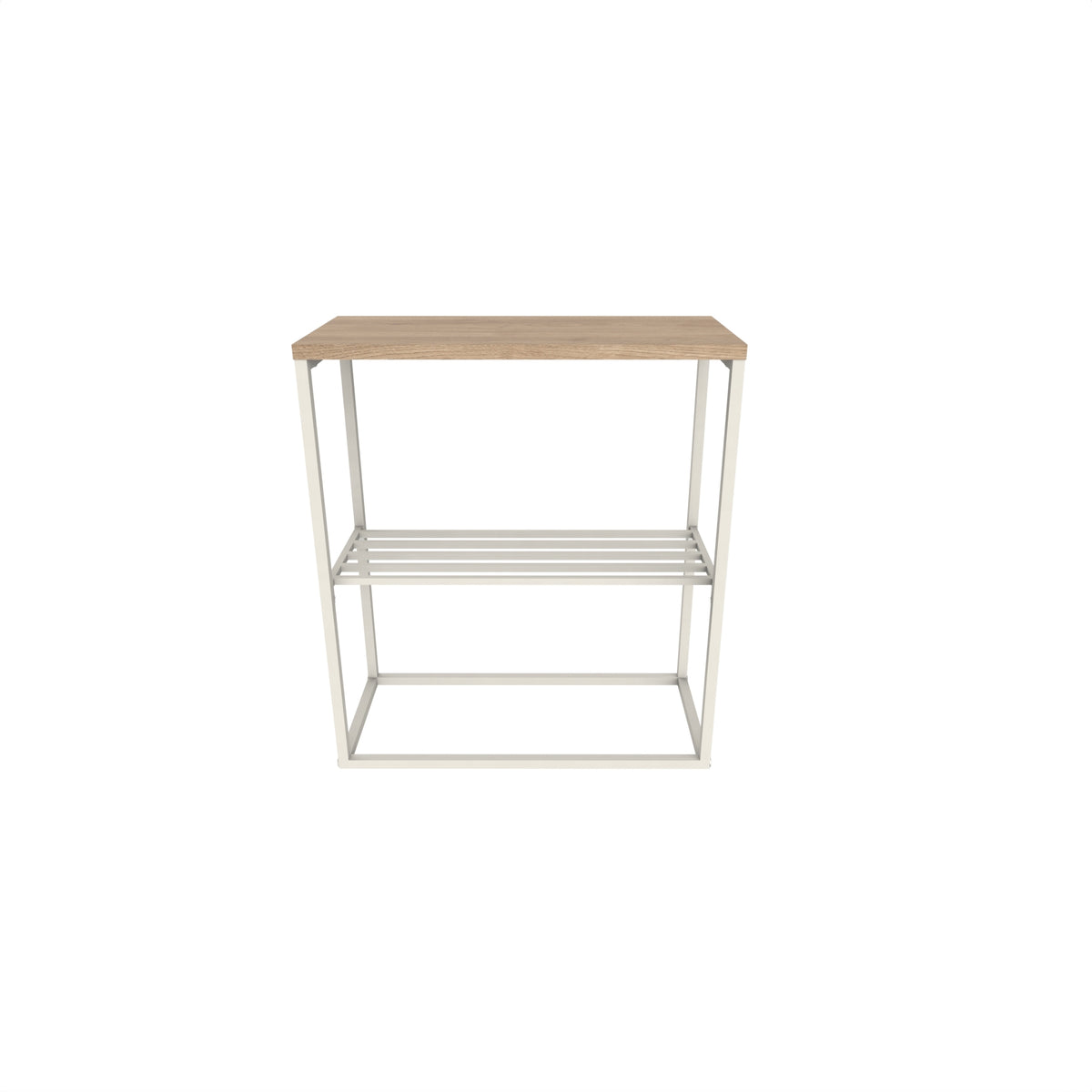 Pemby 55cm Slim End Table with Metal Magazine Rack — Natural Oak