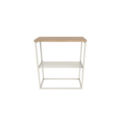 Pemby 55cm Slim End Table with Metal Magazine Rack — Natural Oak