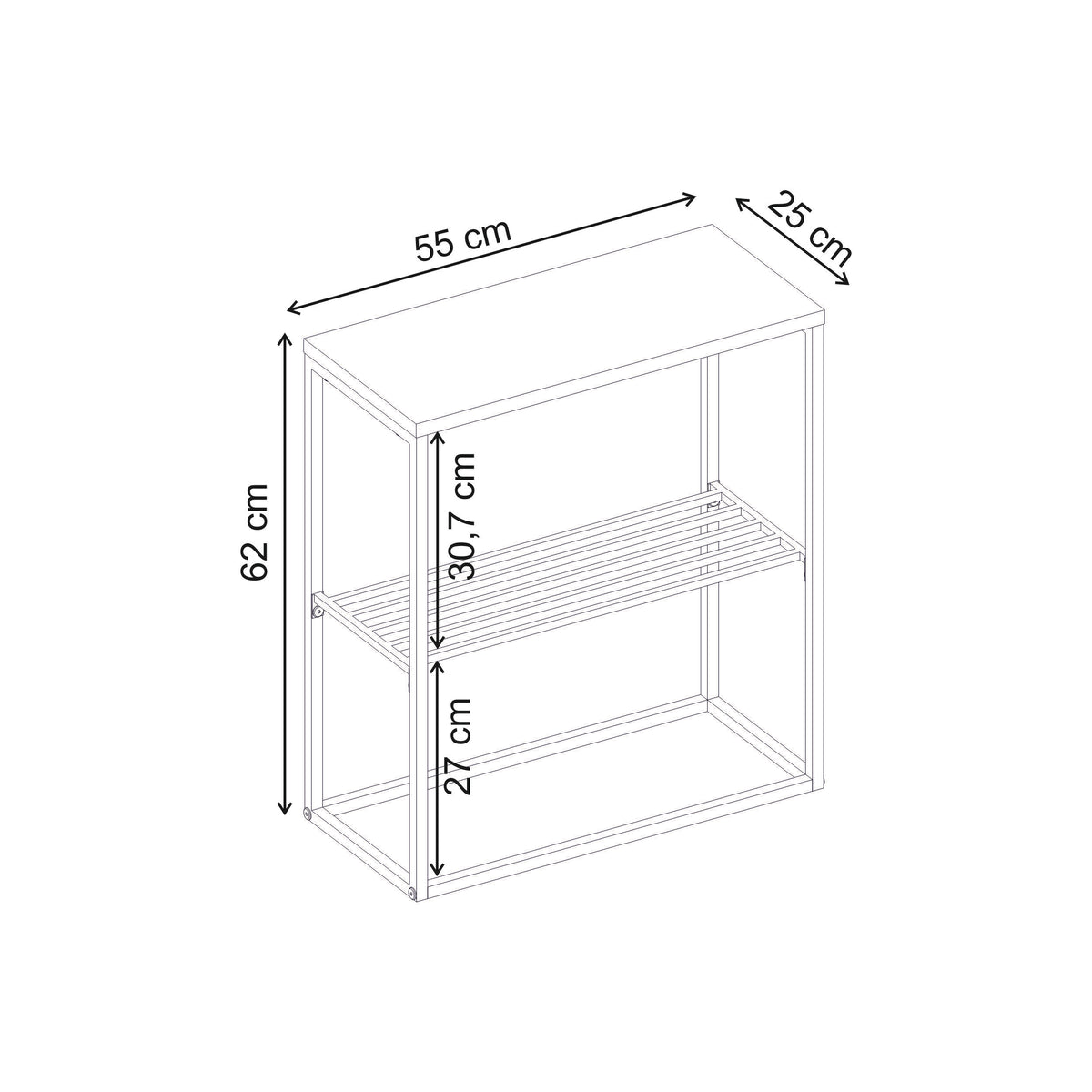 Pemby 55cm Slim End Table with Metal Magazine Rack — Natural Oak