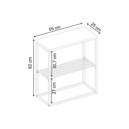 Pemby 55cm Slim End Table with Metal Magazine Rack — Natural Oak
