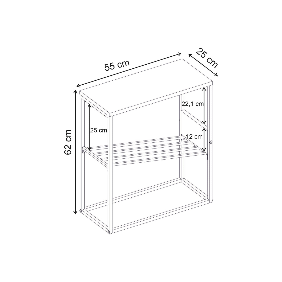 Rimble 55cm End Table with Angled Book Rack — Dark Oak Effect