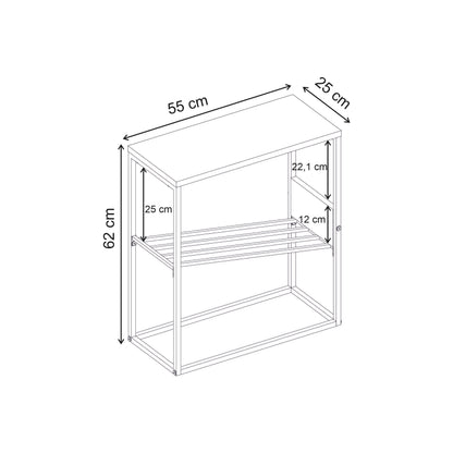 Rimble 55cm End Table with Angled Book Rack — Dark Oak Effect