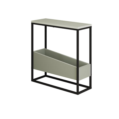 Woskel 60 cm Slim End Table with Angled Magazine Storage — Ash Green