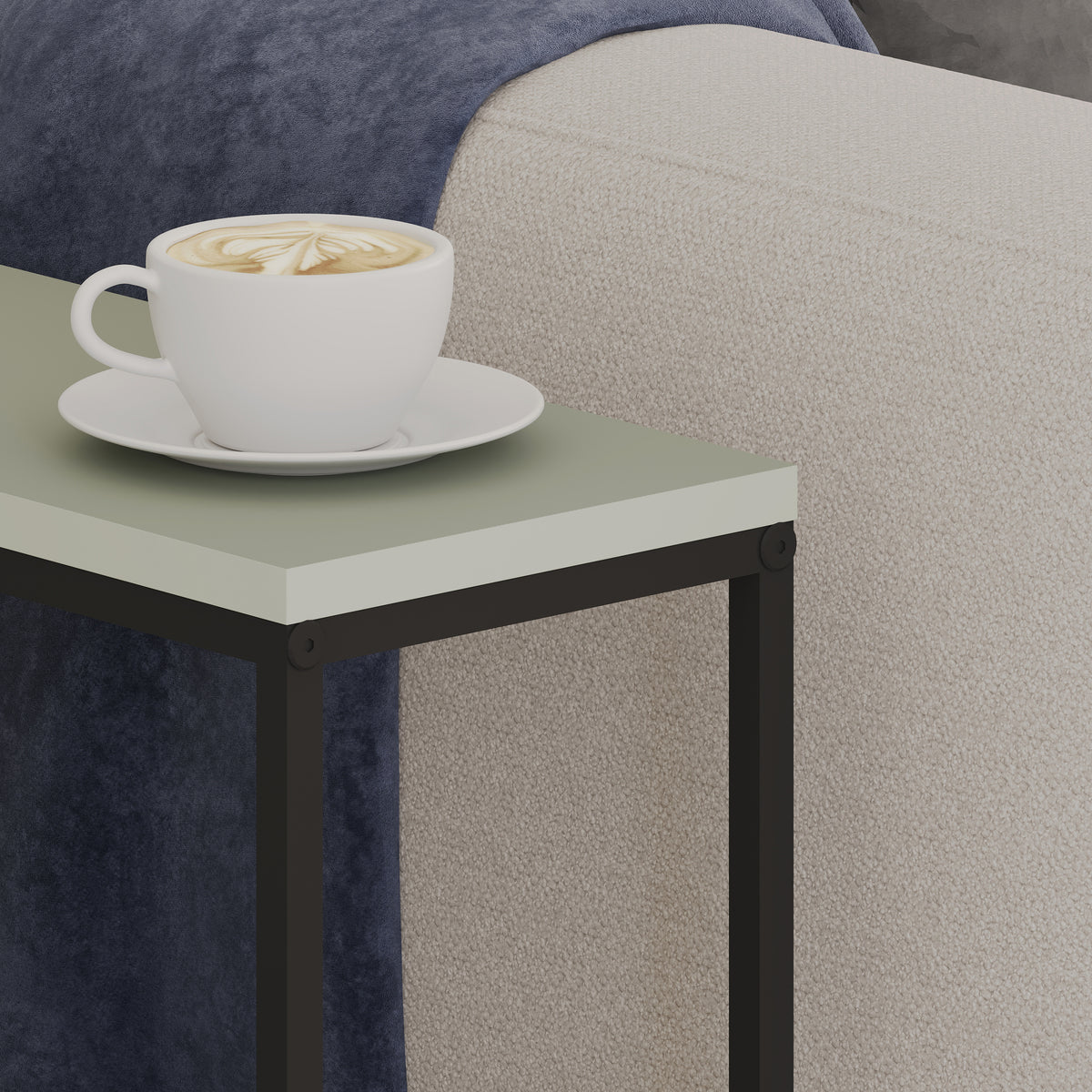 Woskel 60 cm Slim End Table with Angled Magazine Storage — Ash Green