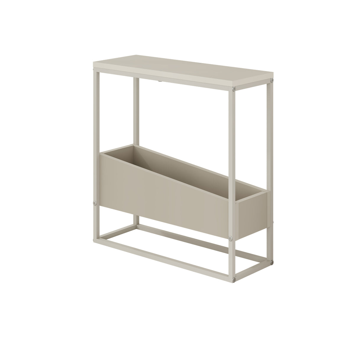 Woskel 60 cm Slim End Table with Angled Magazine Storage — Sandstone