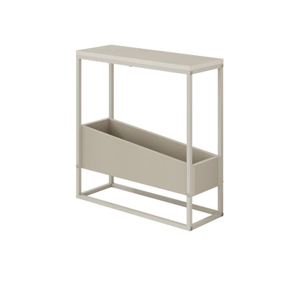 Woskel 60 cm Slim End Table with Angled Magazine Storage — Sandstone