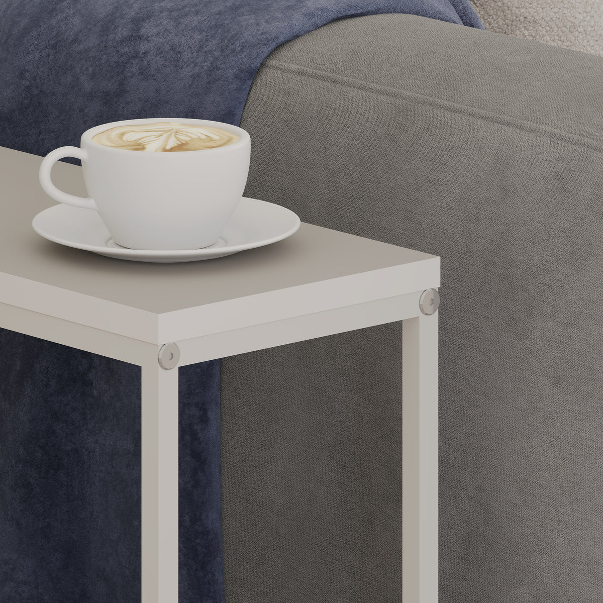 Woskel 60 cm Slim End Table with Angled Magazine Storage — Sandstone