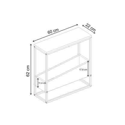 Woskel 60 cm Slim End Table with Angled Magazine Storage — Whiskey Oak